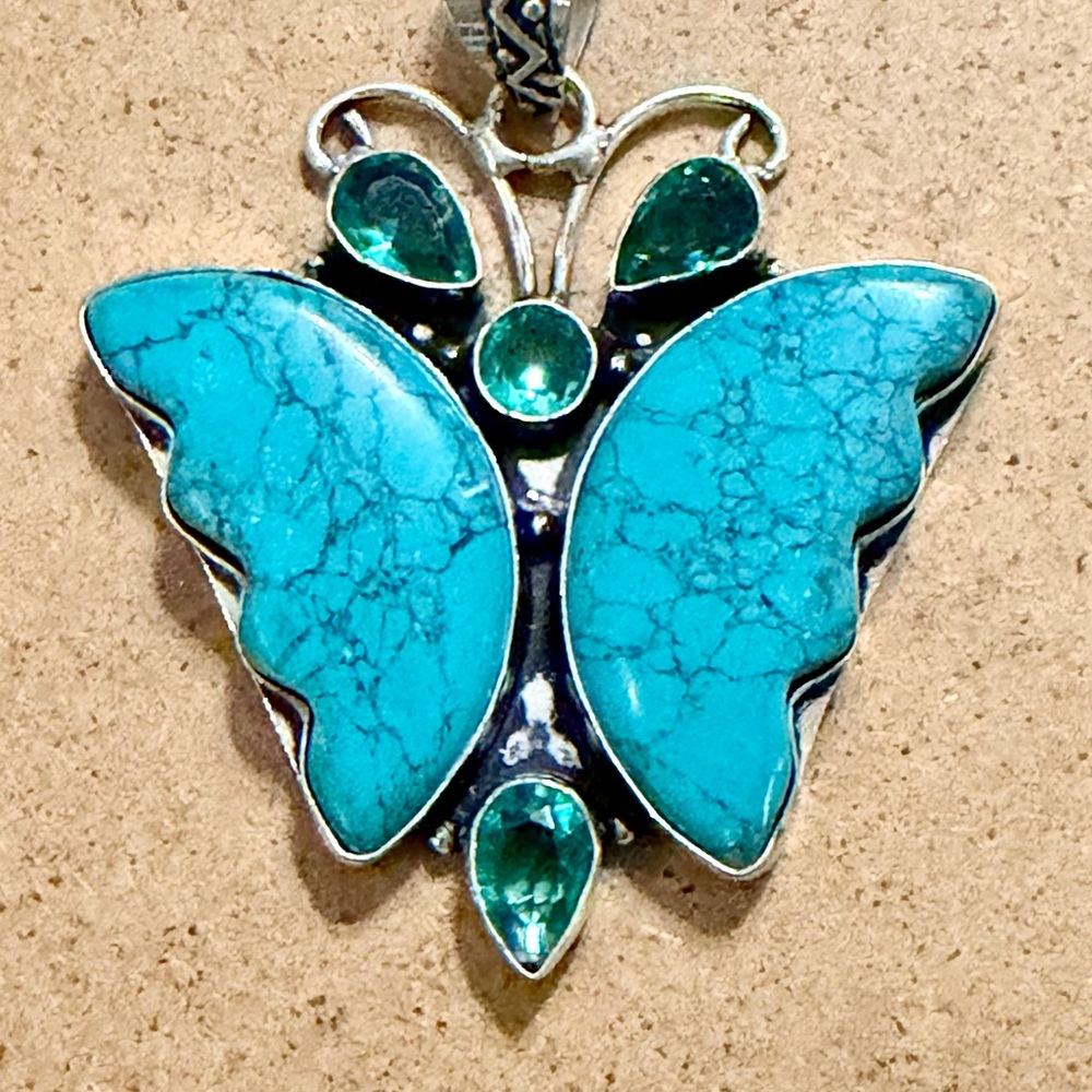 Beautiful Turquoise Butterfly Pendant Necklace